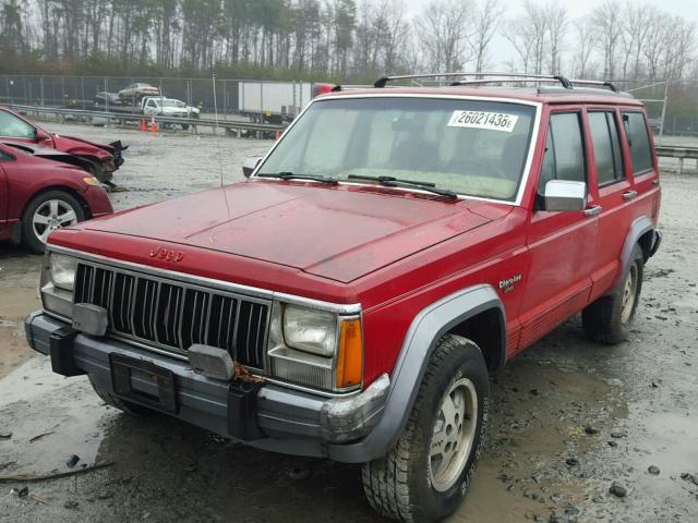 1J4FJ58S1NL233217 - 1992 JEEP CHEROKEE L RED photo 2