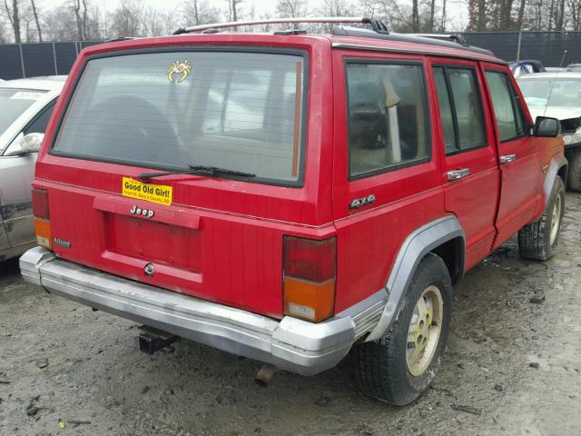 1J4FJ58S1NL233217 - 1992 JEEP CHEROKEE L RED photo 4