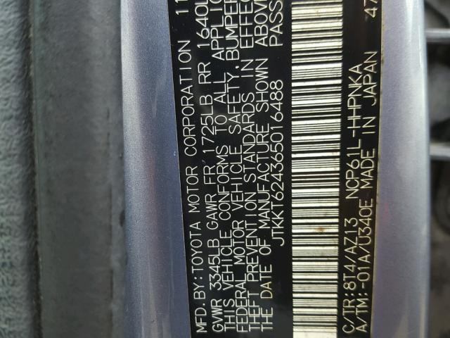 JTKKT624365016488 - 2006 TOYOTA SCION XA GRAY photo 10