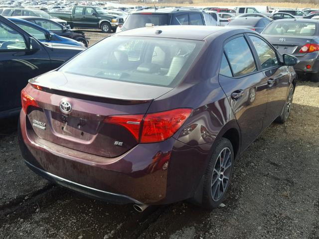 5YFBURHE1HP639748 - 2017 TOYOTA COROLLA L MAROON photo 4