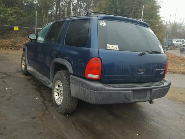 1D4HR38N23F557734 - 2003 DODGE DURANGO SP BLUE photo 3