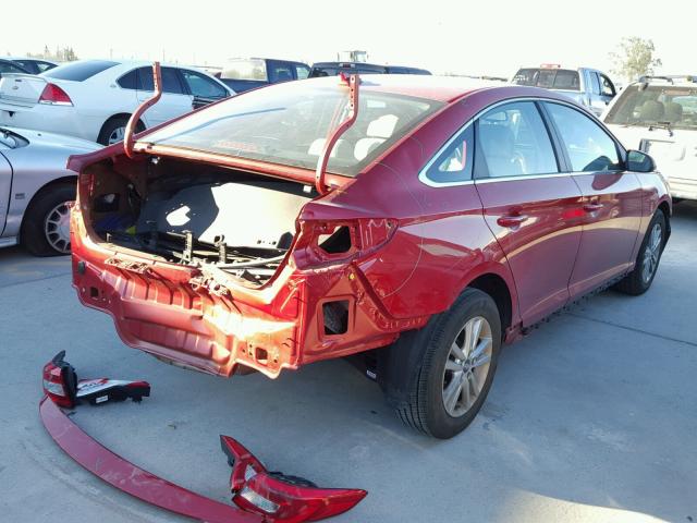 5NPE24AF5HH577308 - 2017 HYUNDAI SONATA SE RED photo 4