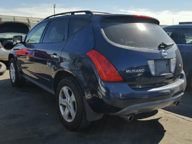 JN8AZ08T14W226368 - 2004 NISSAN MURANO SL BLUE photo 3