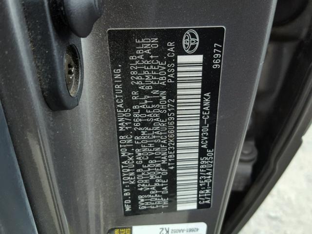 4T1BE32K66U695172 - 2006 TOYOTA CAMRY LE GRAY photo 10