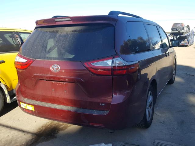 5TDKK3DC0FS564455 - 2015 TOYOTA SIENNA LE RED photo 4