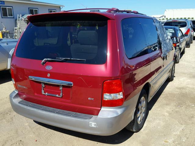 KNDUP132356680691 - 2005 KIA SEDONA EX RED photo 4