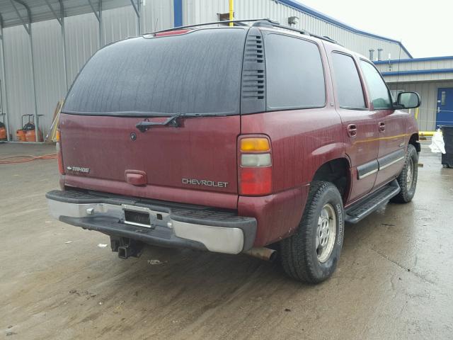 1GNEK13T71J302691 - 2001 CHEVROLET TAHOE K150 BURGUNDY photo 4