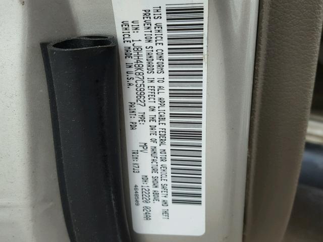 1J8HH48K87C599627 - 2007 JEEP COMMANDER ვერცხლისფერი ფოტო 10