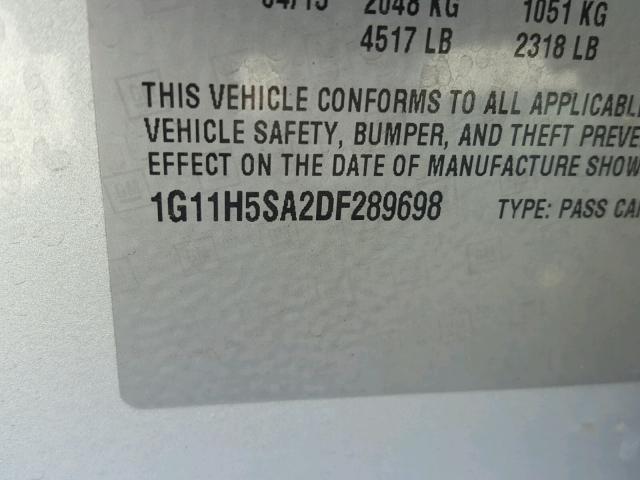 1G11H5SA2DF289698 - 2013 CHEVROLET MALIBU LTZ 银色 照片 10