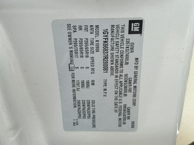 1GYFK66837R280081 - 2007 CADILLAC ESCALADE E TAN photo 10