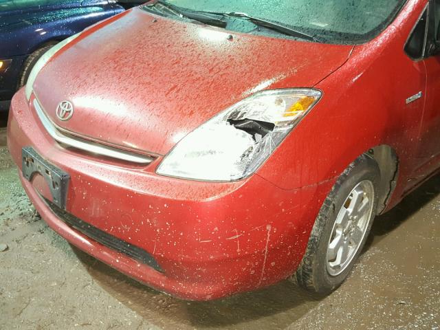 JTDKB20U187779705 - 2008 TOYOTA PRIUS RED photo 9