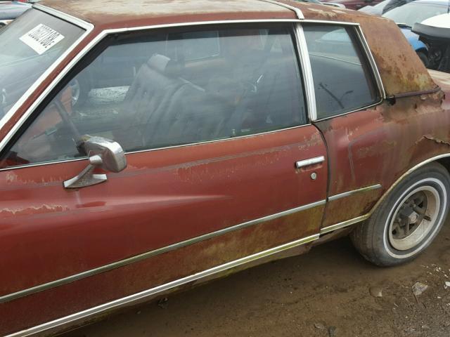 1Z37U8K463052 - 1979 CHEVROLET MONTE CARL MAROON photo 10