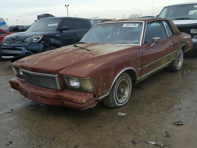 1Z37U8K463052 - 1979 CHEVROLET MONTE CARL MAROON photo 2