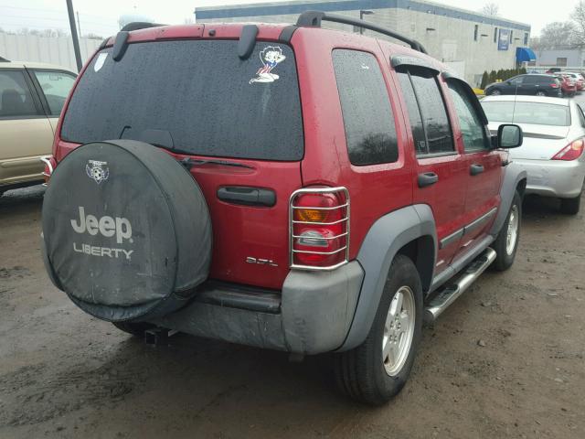 1J4GL48K67W561047 - 2007 JEEP LIBERTY SP RED photo 4