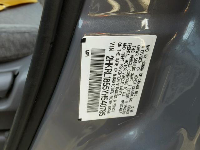 2HKRL1855YH540785 - 2000 HONDA ODYSSEY LX GRAY photo 10