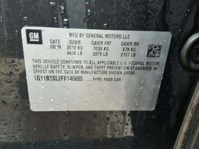 1G11B5SL2FF146885 - 2015 CHEVROLET MALIBU LS შავი ფოტო 10