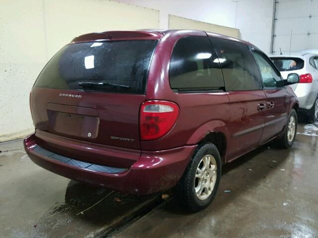 1B4GP45331B141202 - 2001 DODGE CARAVAN SP MAROON photo 4