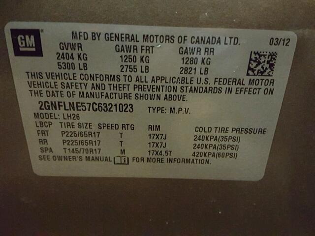 2GNFLNE57C6321023 - 2012 CHEVROLET EQUINOX LT GRAY photo 10