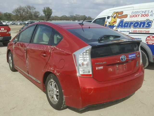 JTDKN3DU5A5198880 - 2010 TOYOTA PRIUS BURGUNDY photo 3