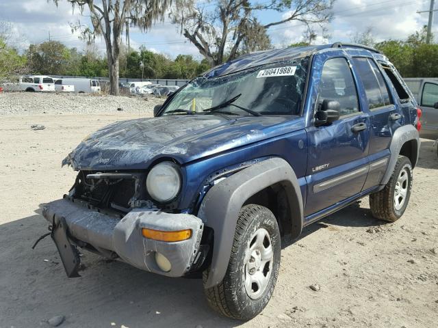 1J4GL48K54W260121 - 2004 JEEP LIBERTY SP BLUE photo 2