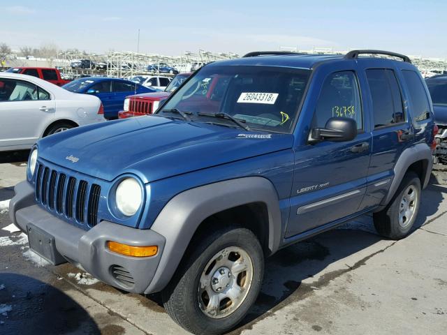 1J4GL48KX3W529146 - 2003 JEEP LIBERTY SP BLUE photo 2