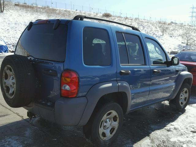 1J4GL48KX3W529146 - 2003 JEEP LIBERTY SP BLUE photo 4