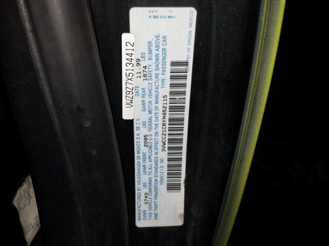 3VWCC21C8YM452115 - 2000 VOLKSWAGEN NEW BEETLE 绿色 照片 10