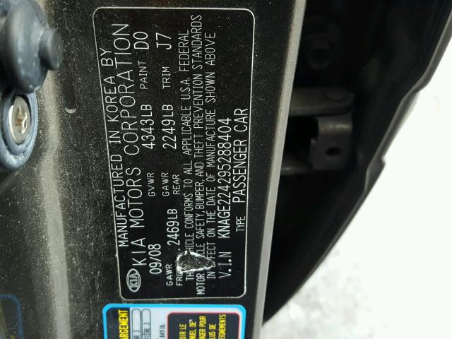 KNAGE224295288404 - 2009 KIA OPTIMA LX CHARCOAL photo 10