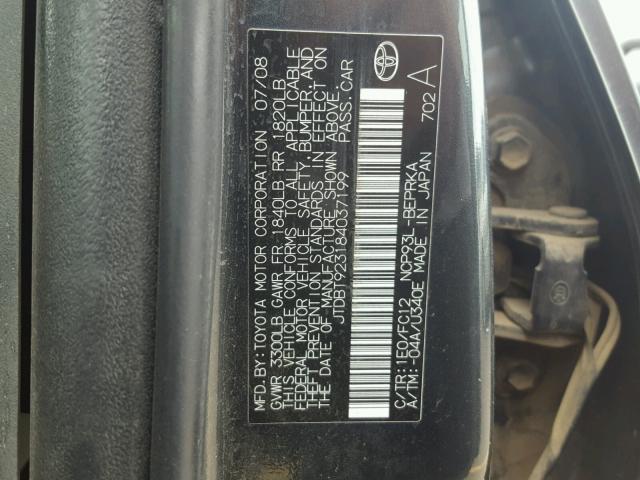 JTDBT923184037199 - 2008 TOYOTA YARIS CHARCOAL photo 10