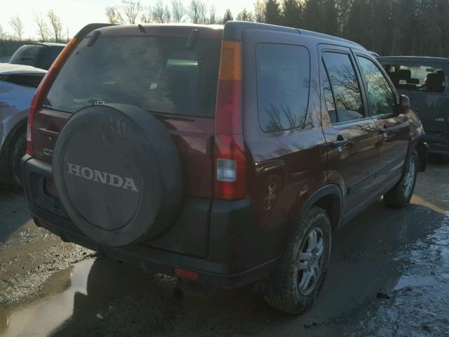 JHLRD78862C025830 - 2002 HONDA CR-V EX BURGUNDY photo 4