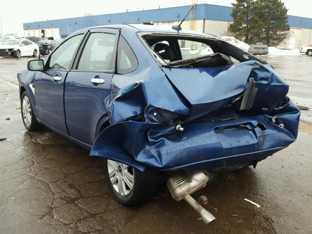 1FAHP35N08W211136 - 2008 FORD FOCUS SE BLUE photo 3