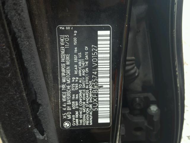 5UXFB53574LV01527 - 2004 BMW X5 4.4I BLACK photo 10