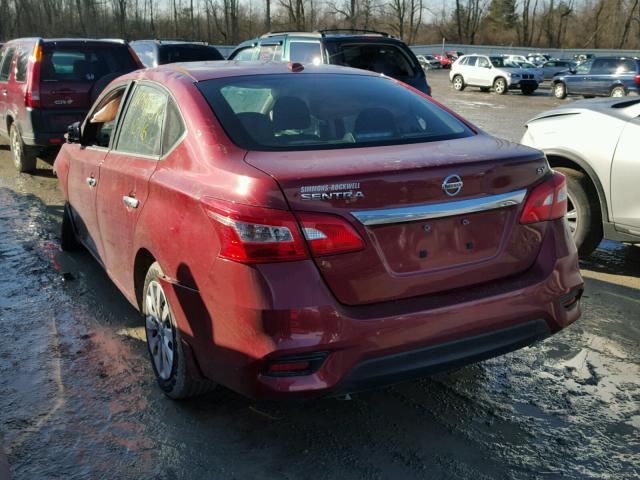 3N1AB7AP4HL638207 - 2017 NISSAN SENTRA S MAROON photo 3