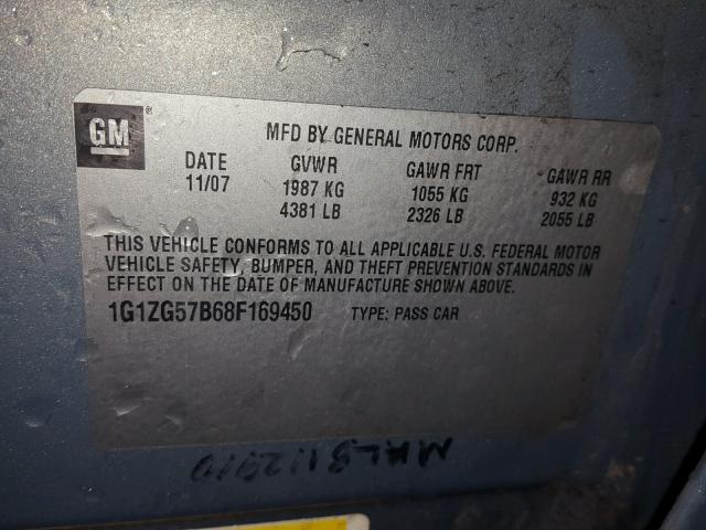 1G1ZG57B68F169450 - 2008 CHEVROLET MALIBU LS ლურჯი ფოტო 10