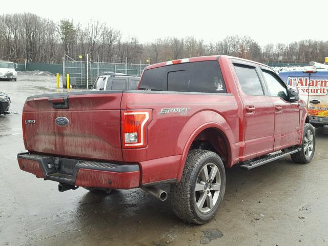 1FTEW1EP8GKF87966 - 2016 FORD F150 SUPER RED photo 4