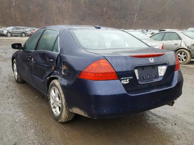 1HGCM56847A103388 - 2007 HONDA ACCORD EX BLUE photo 3