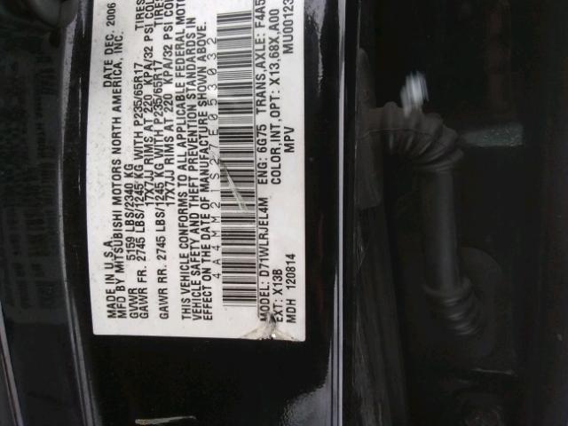 4A4MM21S27E053032 - 2007 MITSUBISHI ENDEAVOR L BLACK photo 10