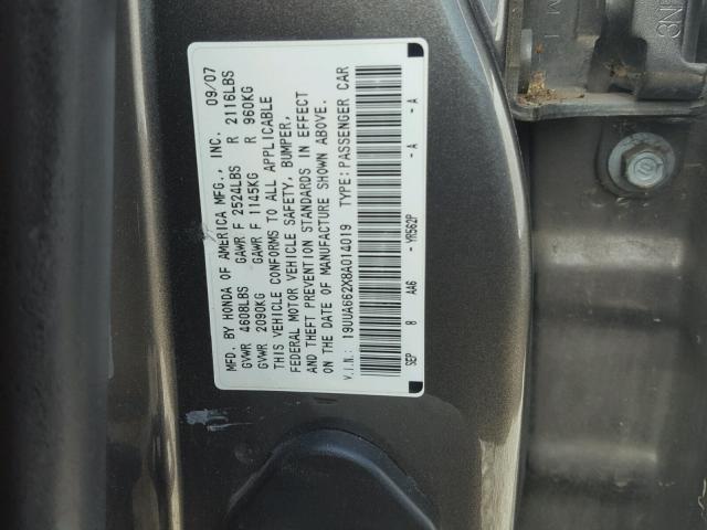 19UUA662X8A014019 - 2008 ACURA TL GRAY photo 10