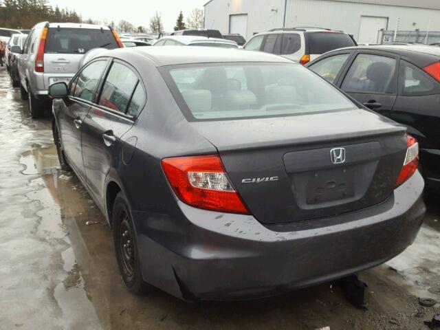 2HGFB2F44CH051447 - 2012 HONDA CIVIC LX GRAY photo 3