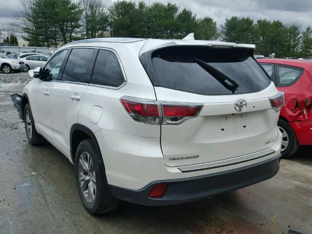 5TDJKRFH6FS142844 - 2015 TOYOTA HIGHLANDER WHITE photo 3