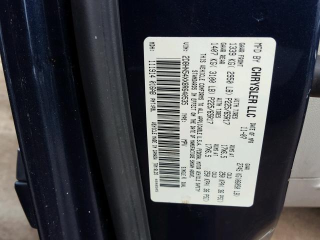 2D8HN54XX8R640535 - 2008 DODGE GRAND CARA BLUE photo 10