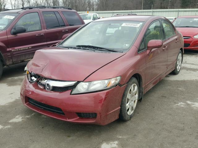 2HGFA16559H501668 - 2009 HONDA CIVIC LX BURGUNDY photo 2