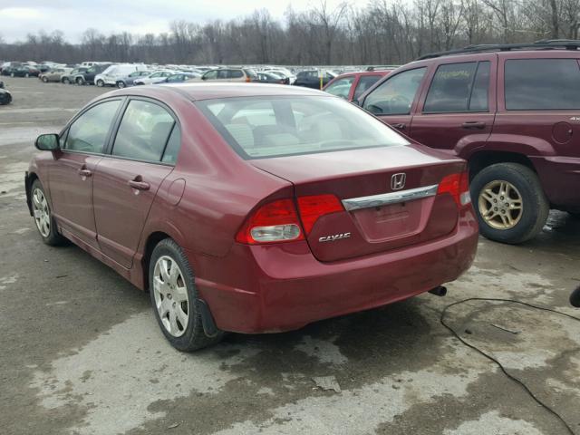 2HGFA16559H501668 - 2009 HONDA CIVIC LX BURGUNDY photo 3