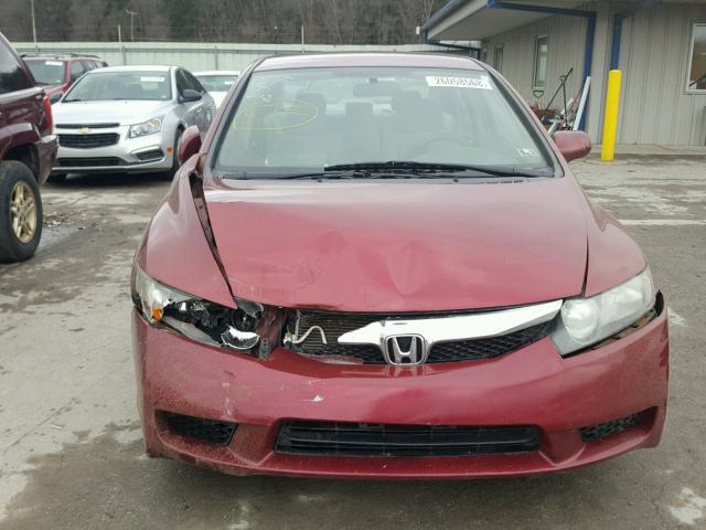 2HGFA16559H501668 - 2009 HONDA CIVIC LX BURGUNDY photo 9