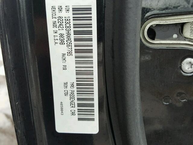 1B3CB3HAXAD567785 - 2010 DODGE CALIBER MA BLACK photo 10