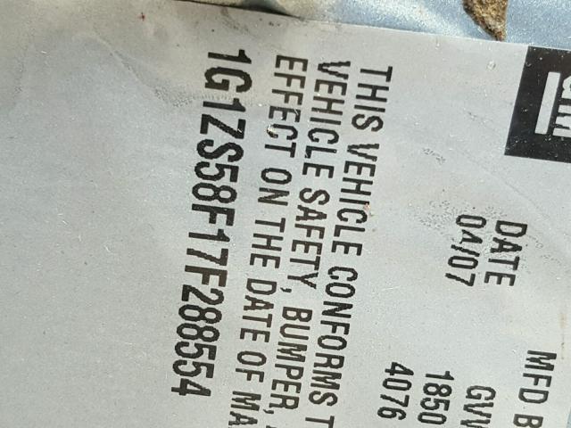 1G1ZS58F17F288554 - 2007 CHEVROLET MALIBU LS ლურჯი ფოტო 10