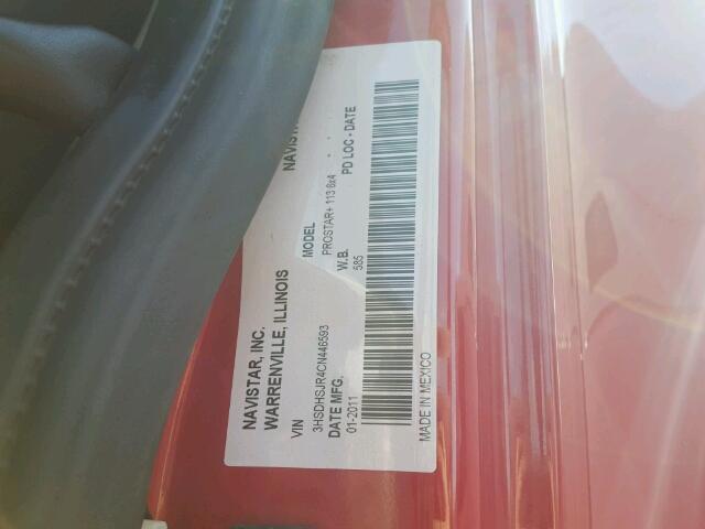 3HSDHSJR4CN446593 - 2012 INTERNATIONAL PROSTAR 红色 照片 10