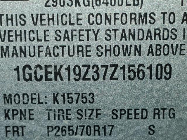 1GCEK19Z37Z156109 - 2007 CHEVROLET SILVERADO BLACK photo 10