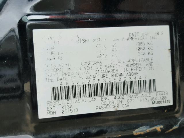 4A32B2FF3CE023447 - 2012 MITSUBISHI GALANT FE BLACK photo 10