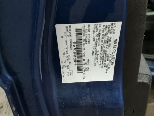 1FAHP35N98W231899 - 2008 FORD FOCUS SE BLUE photo 10